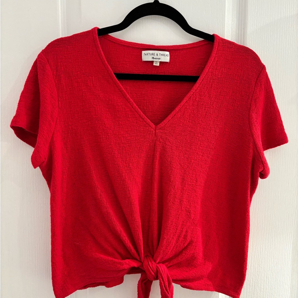 Red Madewell Texture & Thread Tie-Front Top (L)